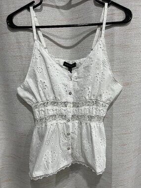Silver Jeans White Lace Straps Flared Camisole Reg$48 Womens Junior Large (206)